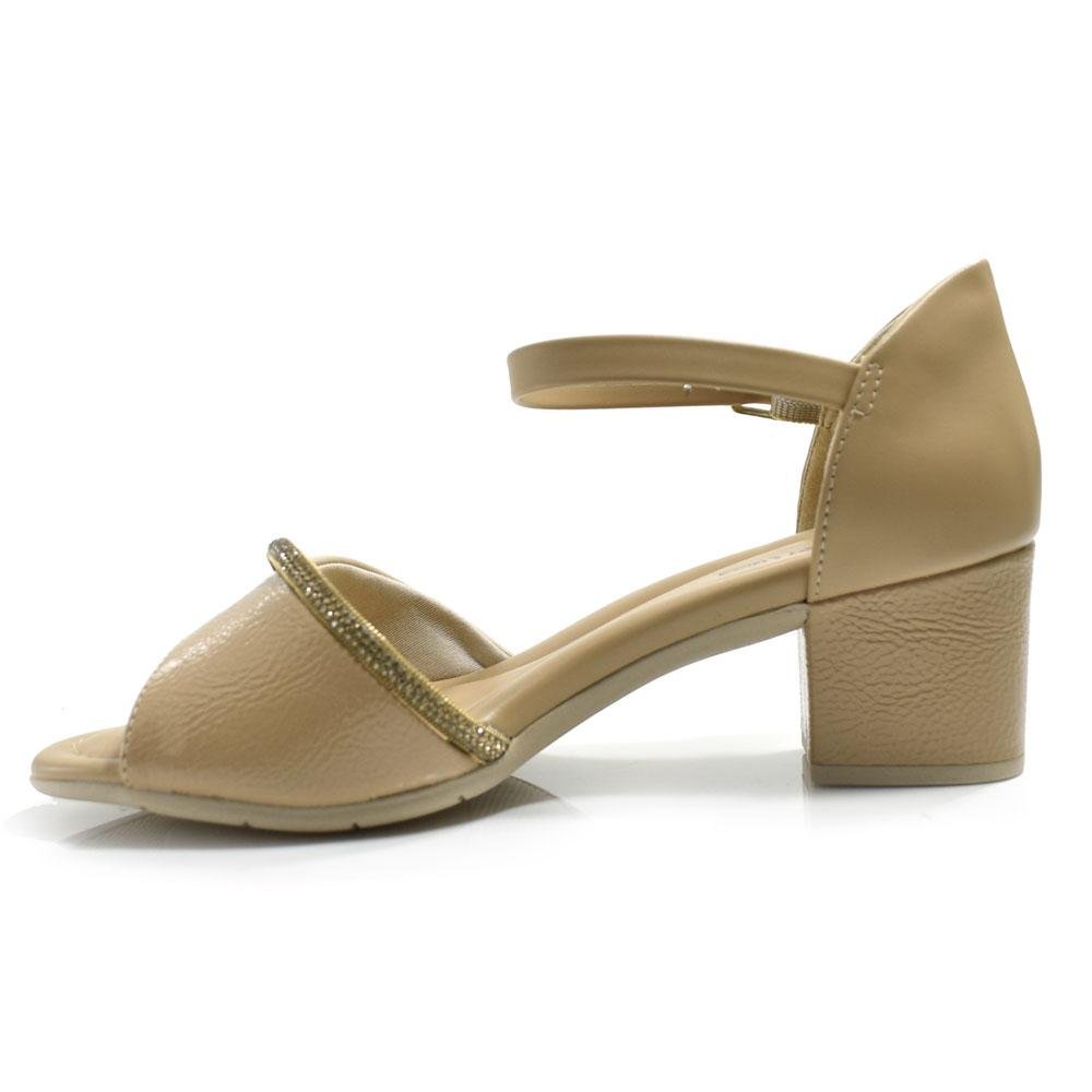 Sandália de Salto Bloco Feminina Comfortflex 2557304 Bege 5