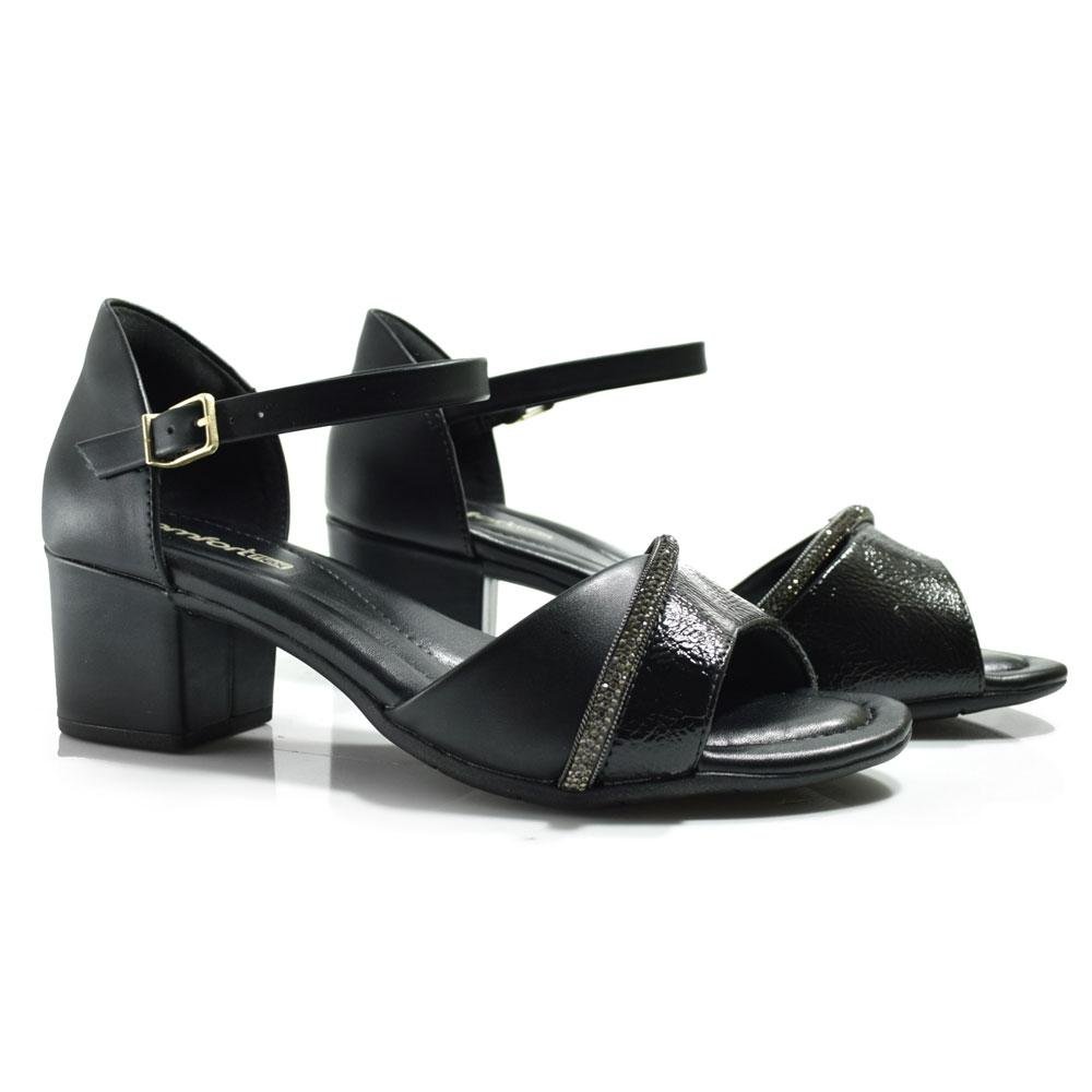 Sandália de Salto Bloco Feminina Comfortflex 2557304 Preto 2