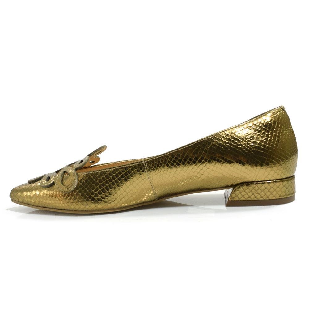 Sapatilha de Couro e Bico Fino Suzzara 5533923 Dourado 5