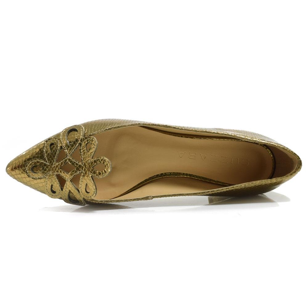 Sapatilha de Couro e Bico Fino Suzzara 5533923 Dourado 6