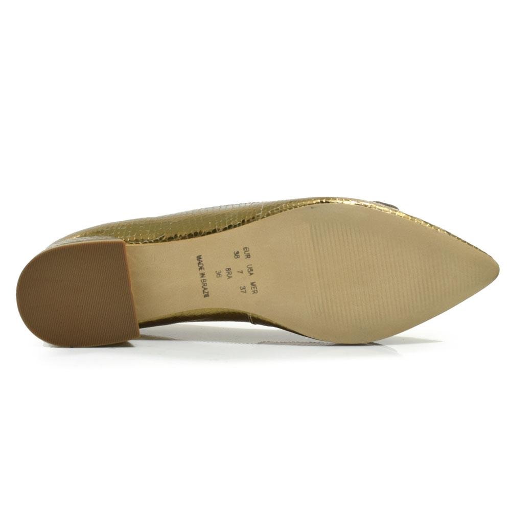 Sapatilha de Couro e Bico Fino Suzzara 5533923 Dourado 7
