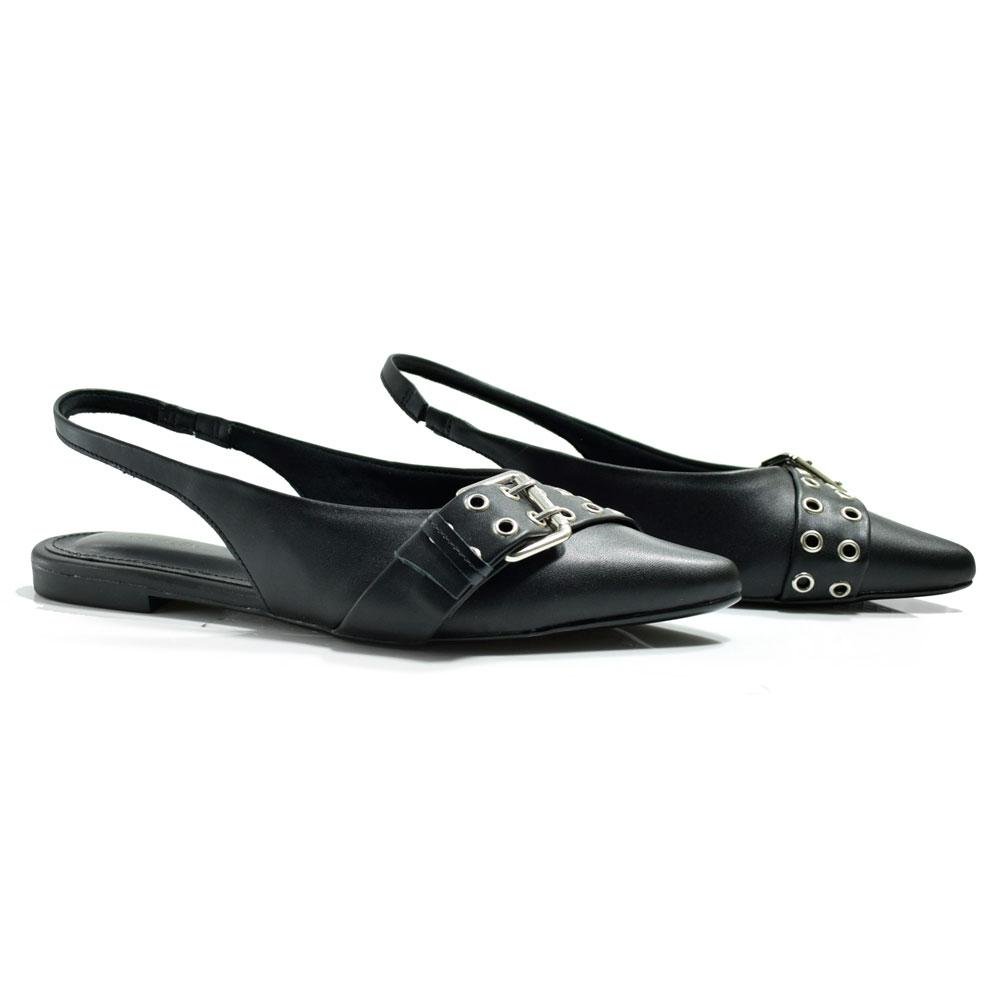 Sapatilha Slingback Feminina Cazzualen 866075 Preto 2