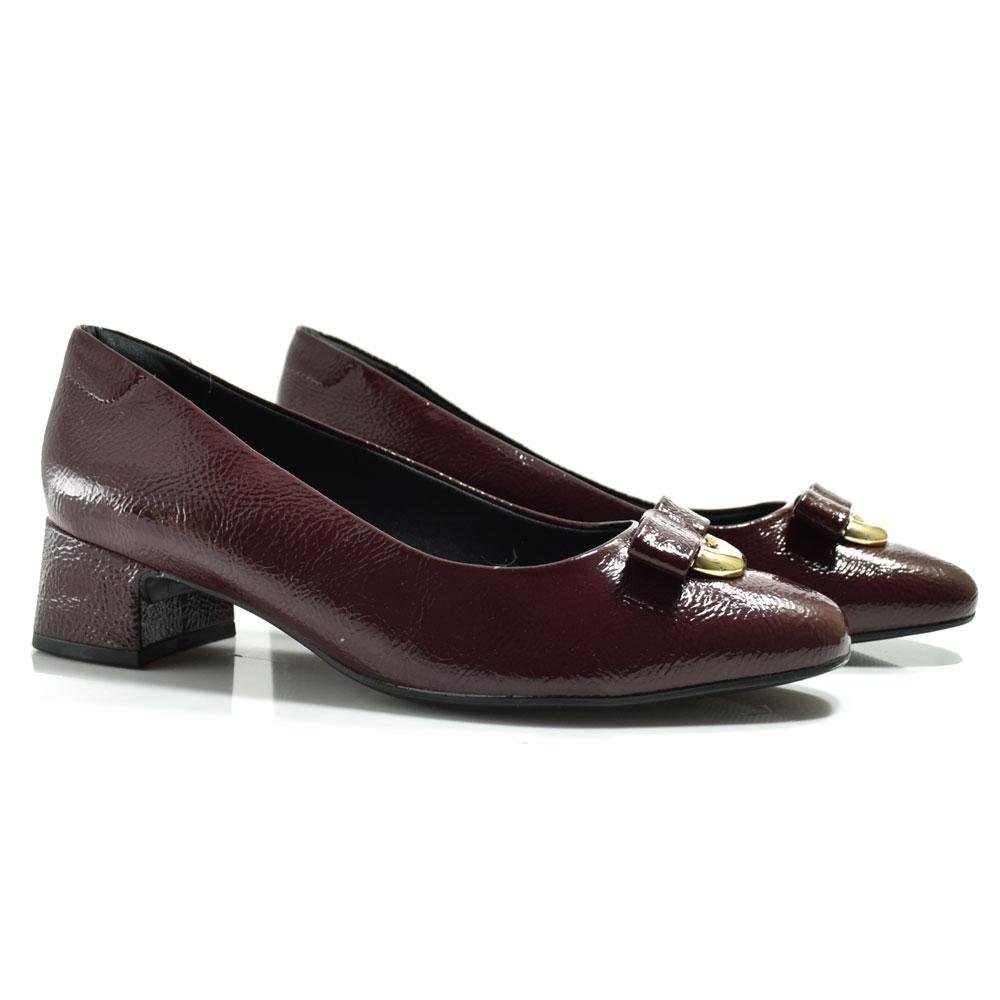 Scarpin de Salto Bloco Feminino Comfortflex 2598301 Bordô 2