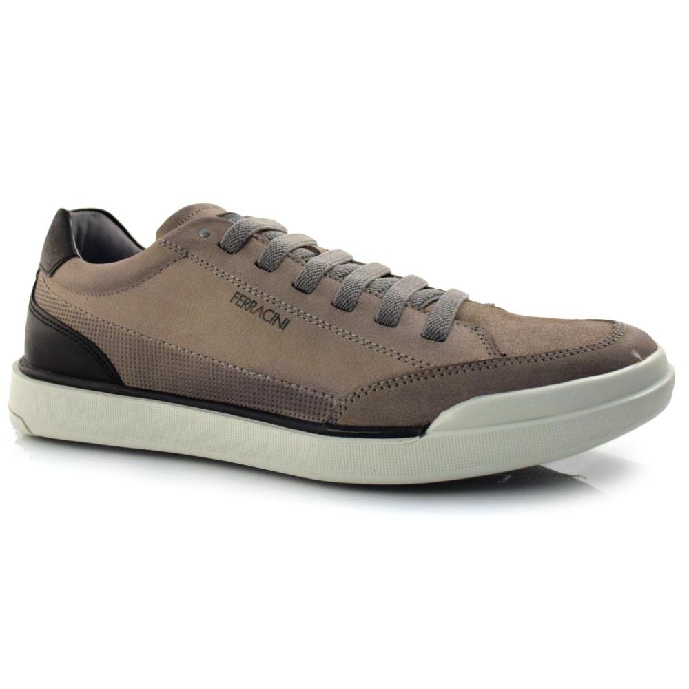 Sapatênis Masculino de Couro Ferracini 1056 Cinza 1