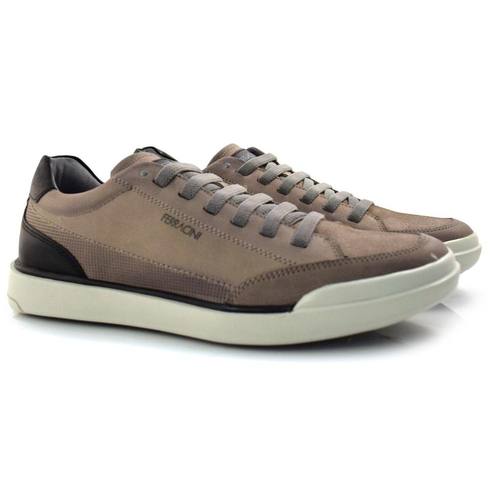 Sapatênis Masculino de Couro Ferracini 1056 Cinza 2