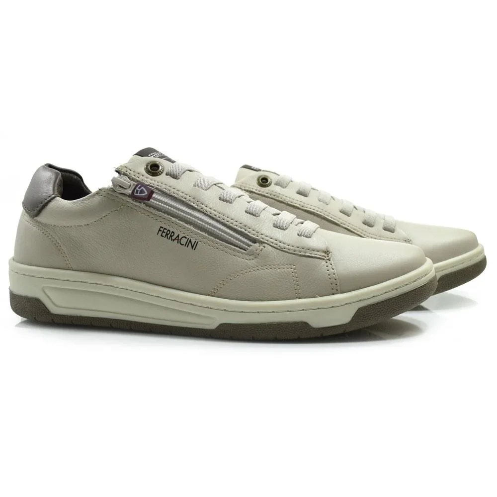 Sapatênis Masculino de Couro Ferracini Vox 8052 Creme 2