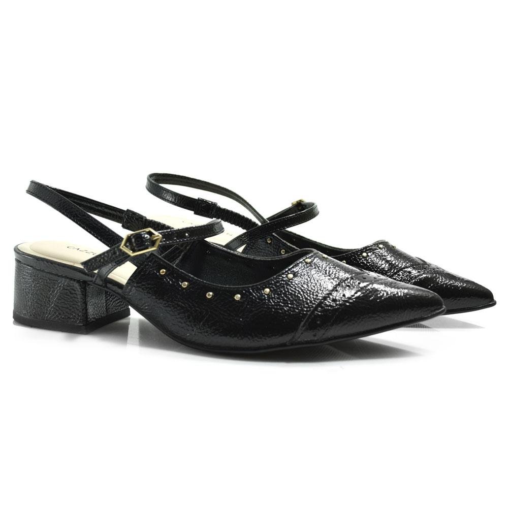 Scarpin Slingback Feminino Cazzualen T3628-110 Preto 2