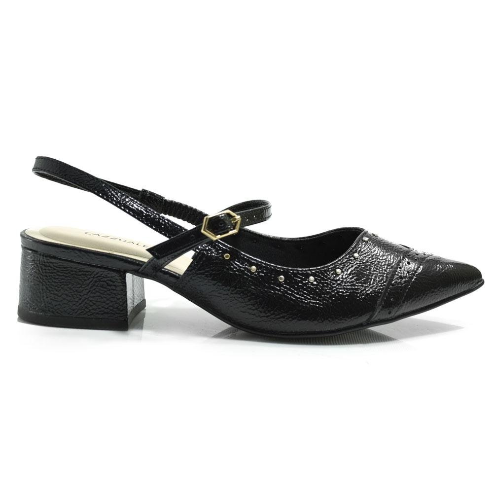 Scarpin Slingback Feminino Cazzualen T3628-110 Preto 3