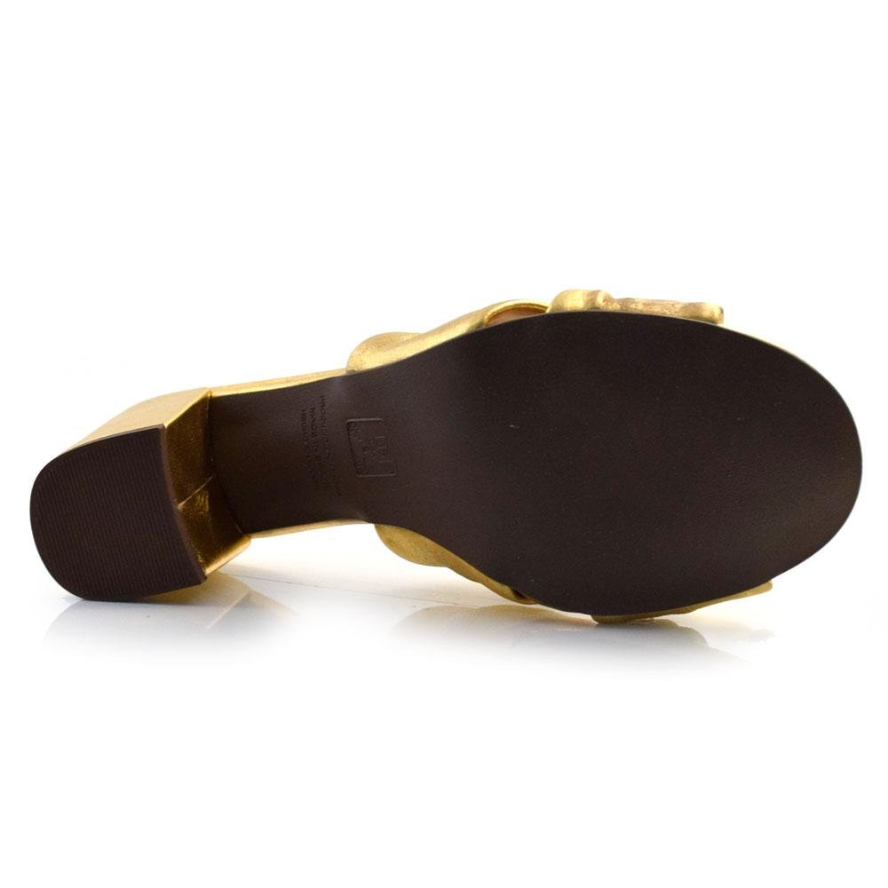 Tamanco de Couro e Salto Bloco Suzzara 20127-7361 MET Dourado 7