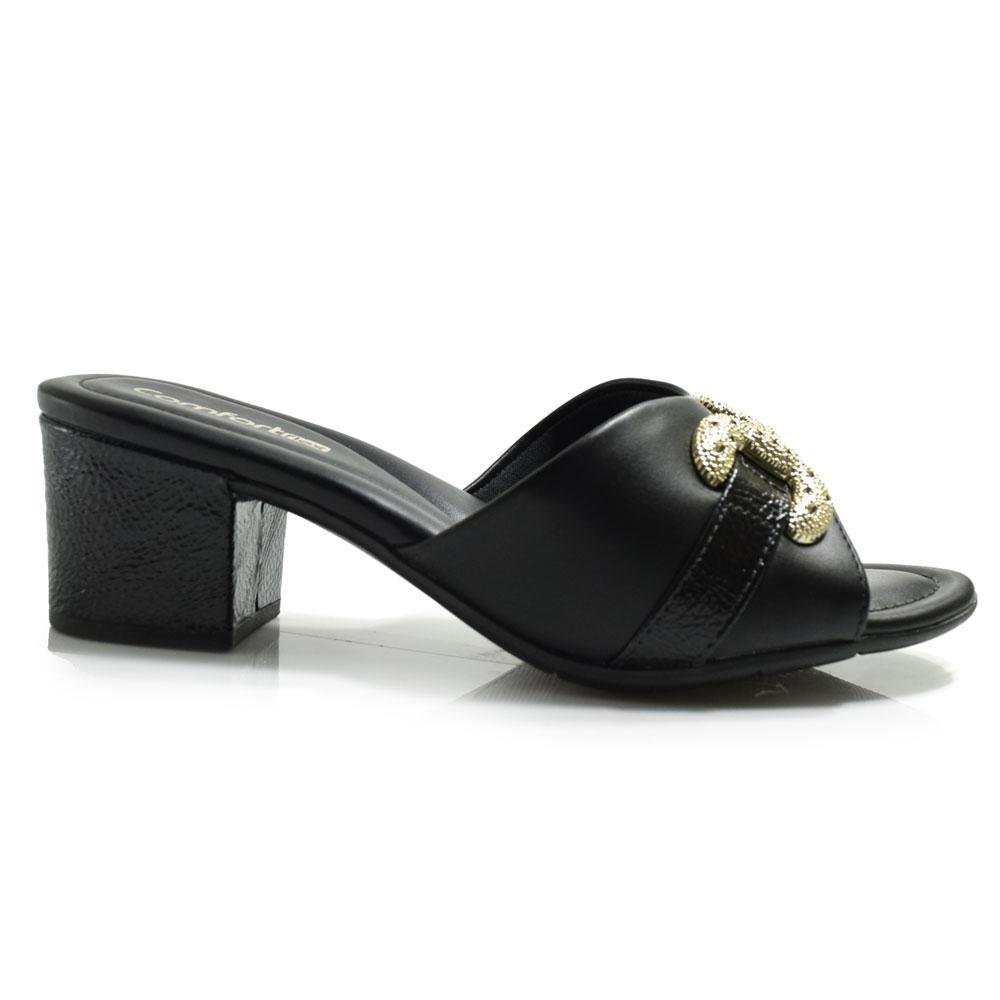 Tamanco de Salto Bloco Feminino Comfortflex 2557401 Preto 3