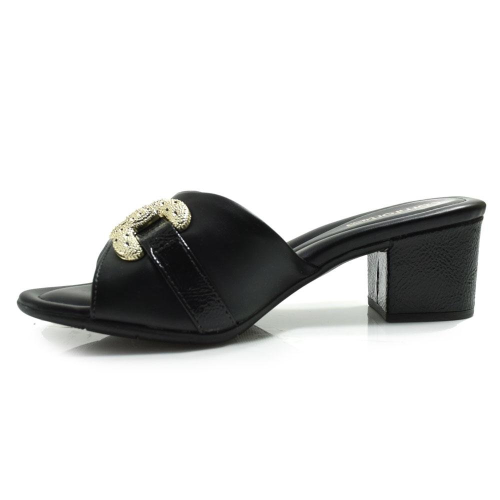 Tamanco de Salto Bloco Feminino Comfortflex 2557401 Preto 5
