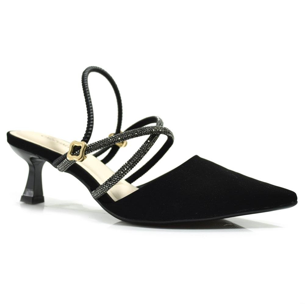 Scarpin Slingback Feminino Cazzualen T3814-331 NB Preto 1