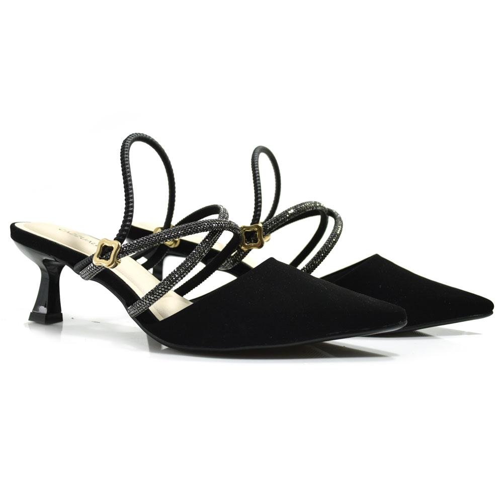 Scarpin Slingback Feminino Cazzualen T3814-331 NB Preto 2
