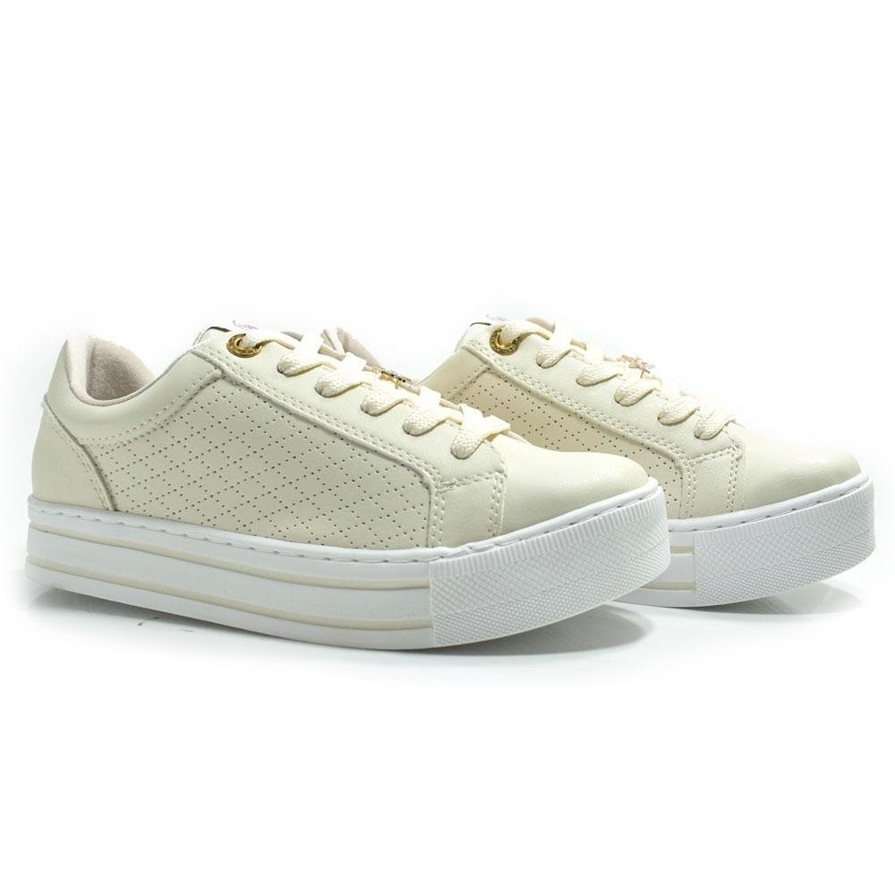 Tênis Branco Casual Feminino Via Marte 010-013-01 Creme 2