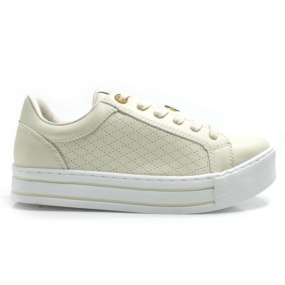 Tênis Branco Casual Feminino Via Marte 010-013-01 Creme 3