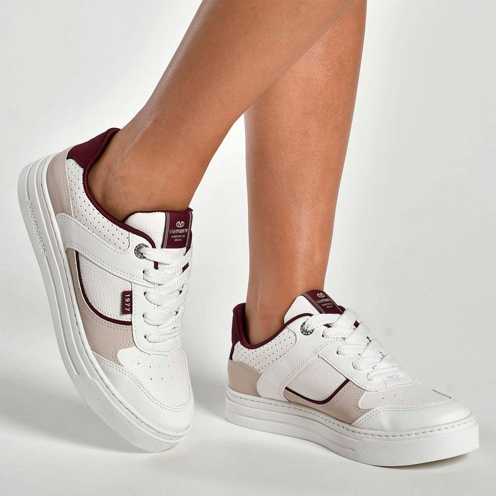 Tênis Casual Feminino Via Marte 281-004-01 Branco/Rosa 4