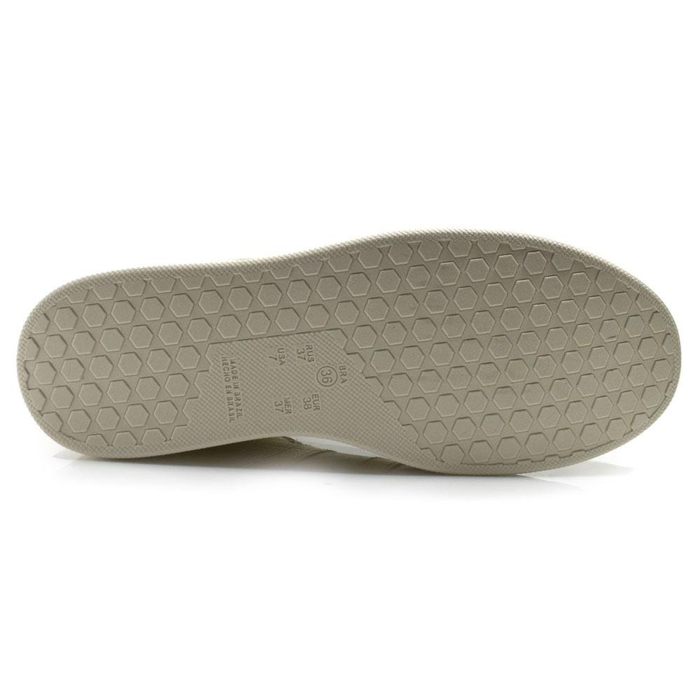 Tênis de Couro Feminino Comfortflex 2565302 Bege/Marrom/Dourado 7