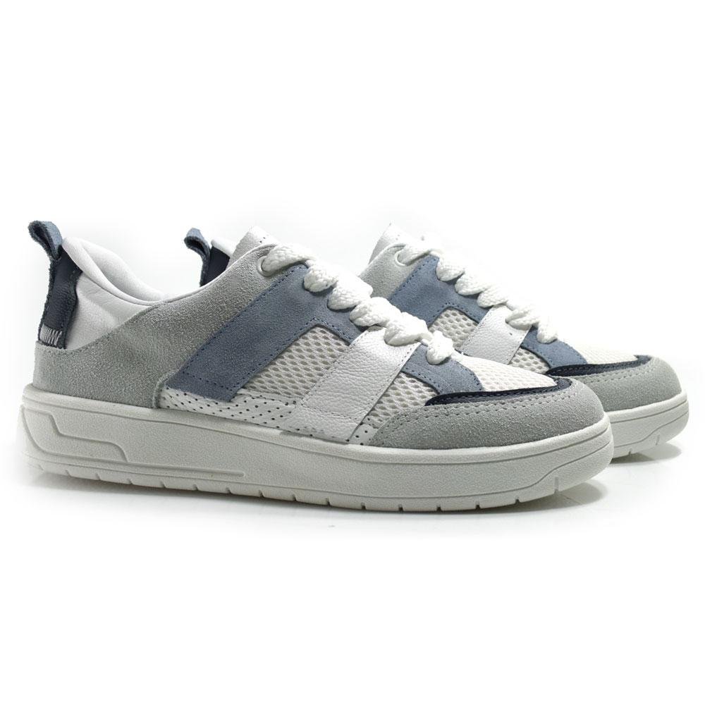 Tênis de Couro Feminino Suzzara 47037 Branco/Azul/Cinza 2