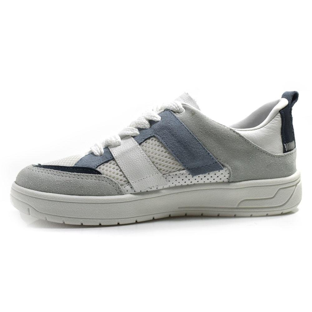 Tênis de Couro Feminino Suzzara 47037 Branco/Azul/Cinza 5