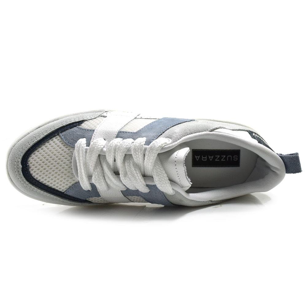Tênis de Couro Feminino Suzzara 47037 Branco/Azul/Cinza 6