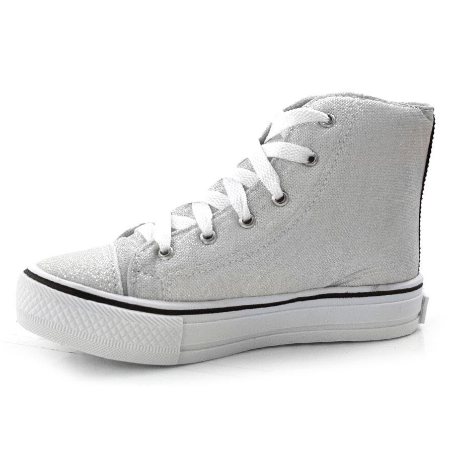 Tênis Infantil Feminino de Cano Alto Ykes LUREX Cinza 5