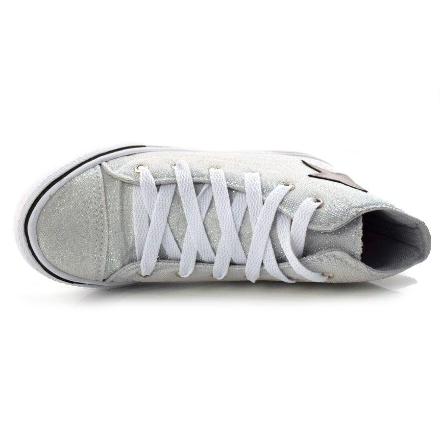 Tênis Infantil Feminino de Cano Alto Ykes LUREX Cinza 6