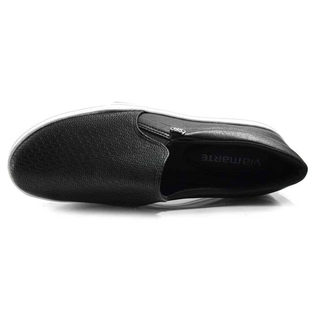 Tênis Slip On Feminino Via Marte 027-027-02 Preto 6