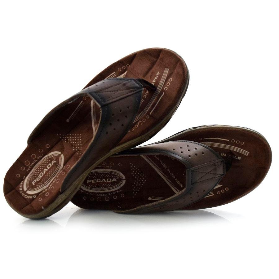 Chinelo Masculino de Couro Pegada 131663 Marrom 2