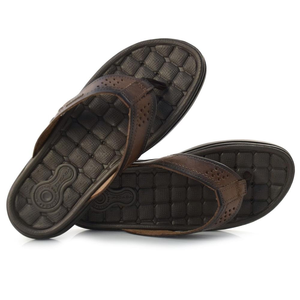 Chinelo Masculino de Couro Pegada 131221 Marrom 2