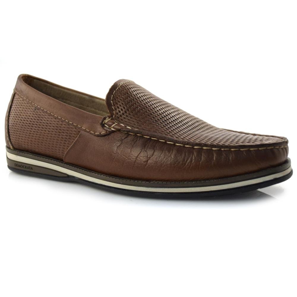 Mocassim Masculino de Couro Democrata 135201 Marrom 1