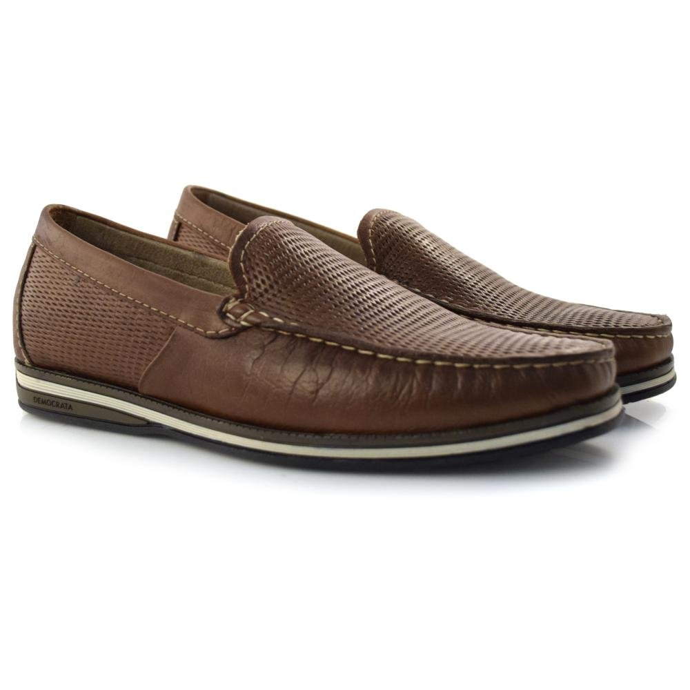 Mocassim Masculino de Couro Democrata 135201 Marrom 2
