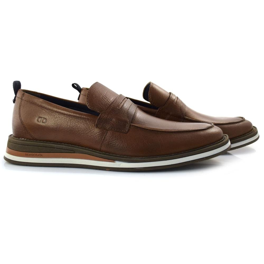 Mocassim Masculino de Couro Democrata 272103 Marrom 2