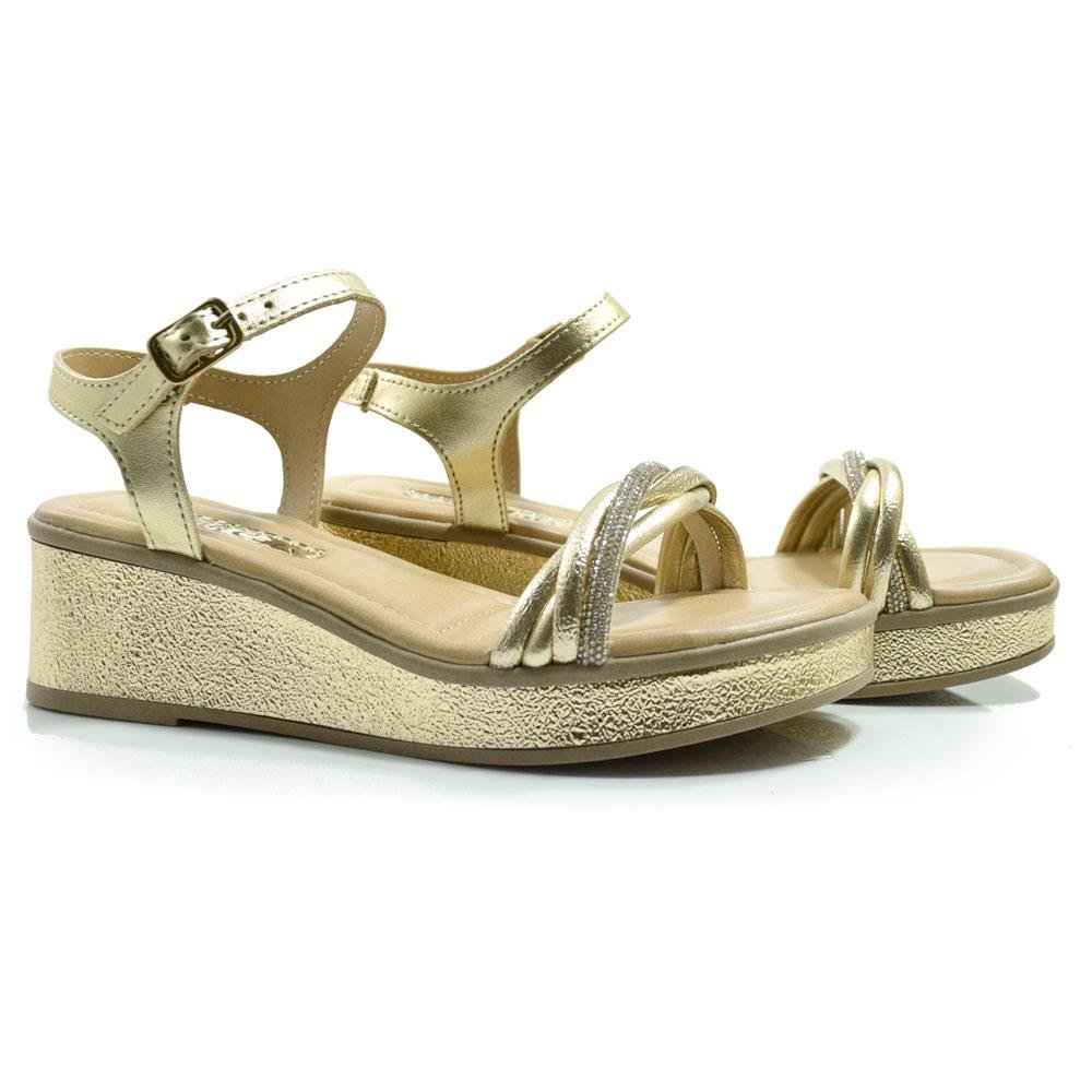 Sandália Anabela Infantil Pink Cats V4982 Dourado 2