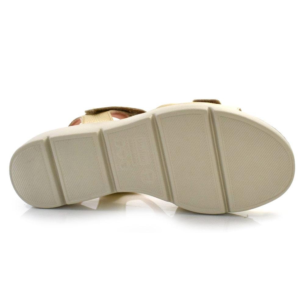 Sandália Anabela de Couro Feminina Usaflex AL4303 Dourado 7