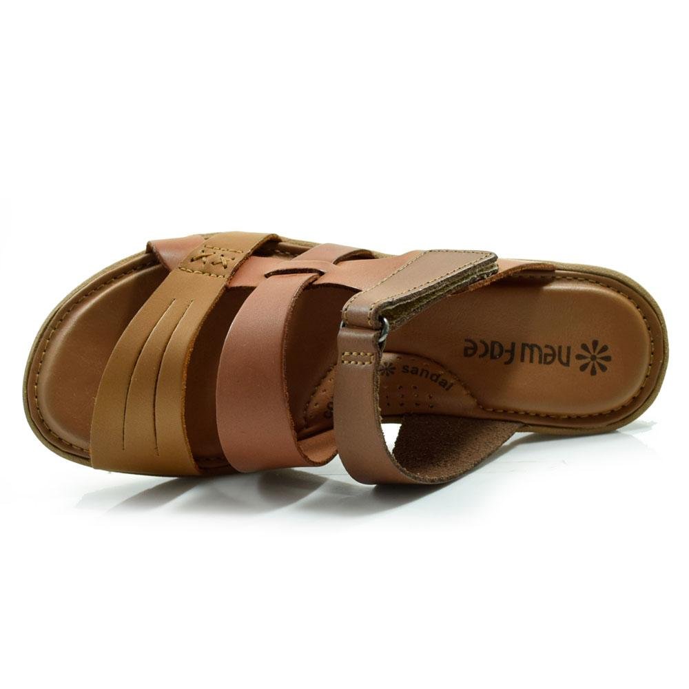 Sandália Flat de Couro Feminina New Face 39501 Marrom 6