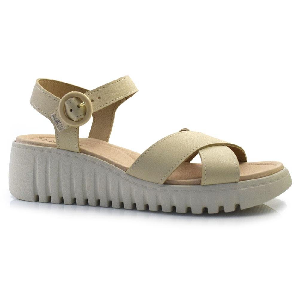 Sandália Anabela Feminina Modare 7197.101.21736 Creme 1