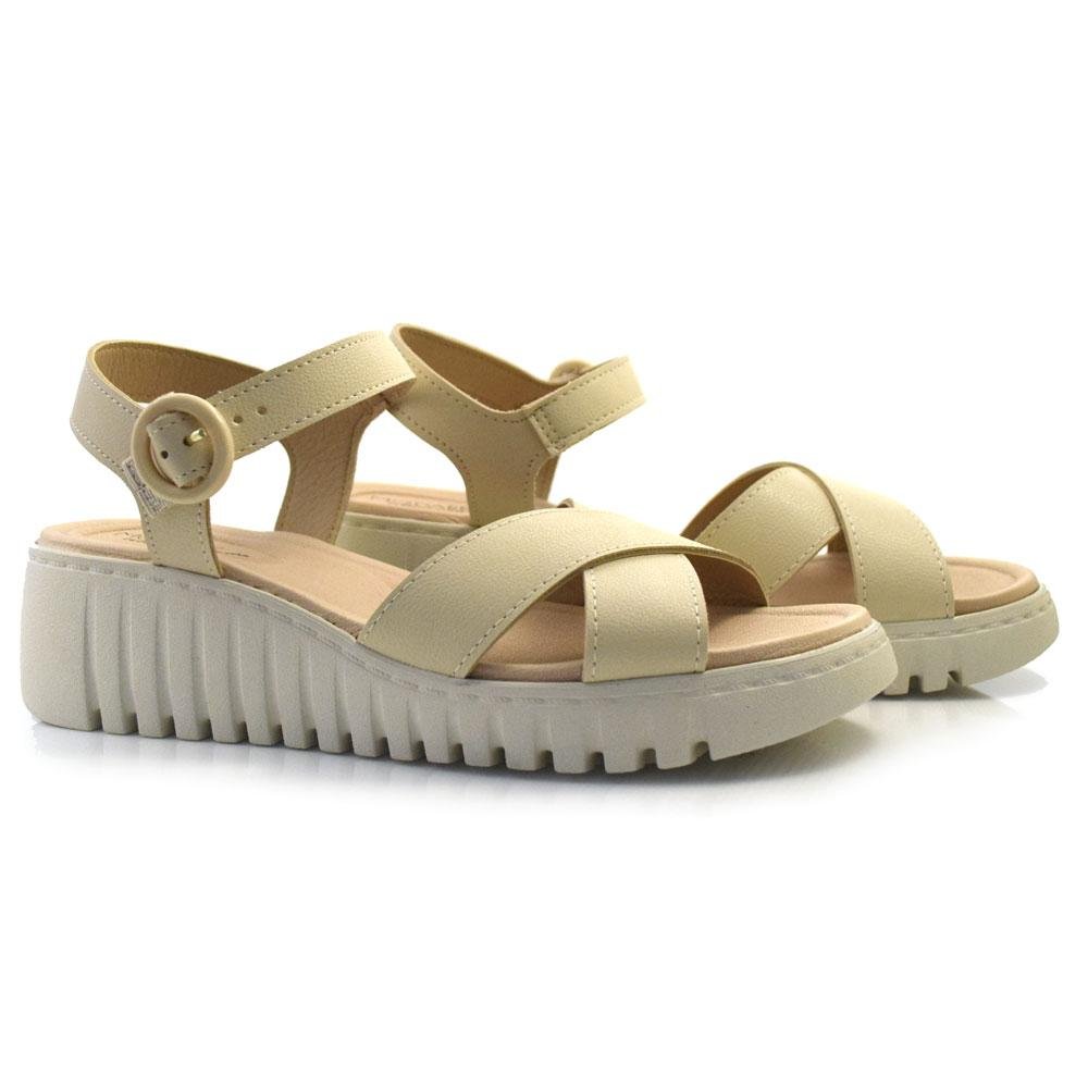 Sandália Anabela Feminina Modare 7197.101.21736 Creme 2