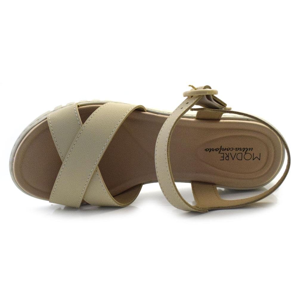 Sandália Anabela Feminina Modare 7197.101.21736 Creme 6