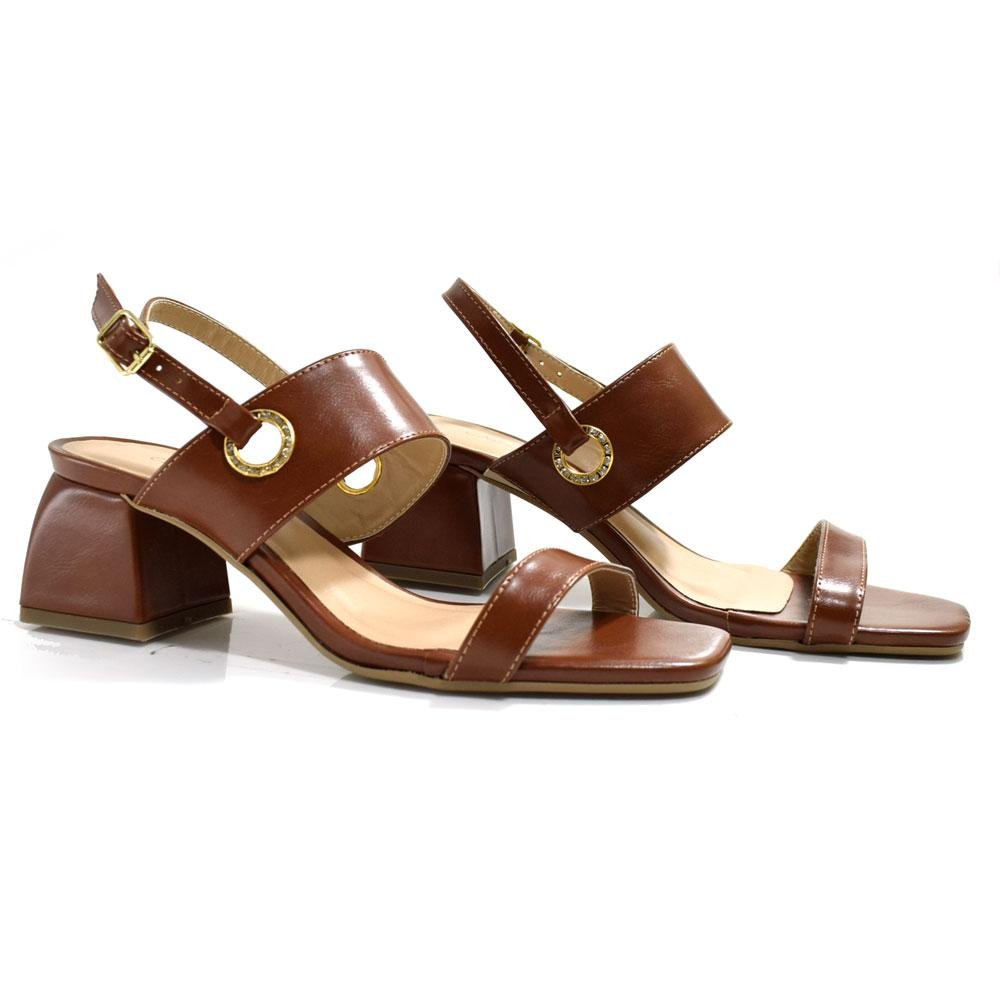 Sandália de Salto Bloco Feminina Cazzualen 3214.2088 Marrom 2