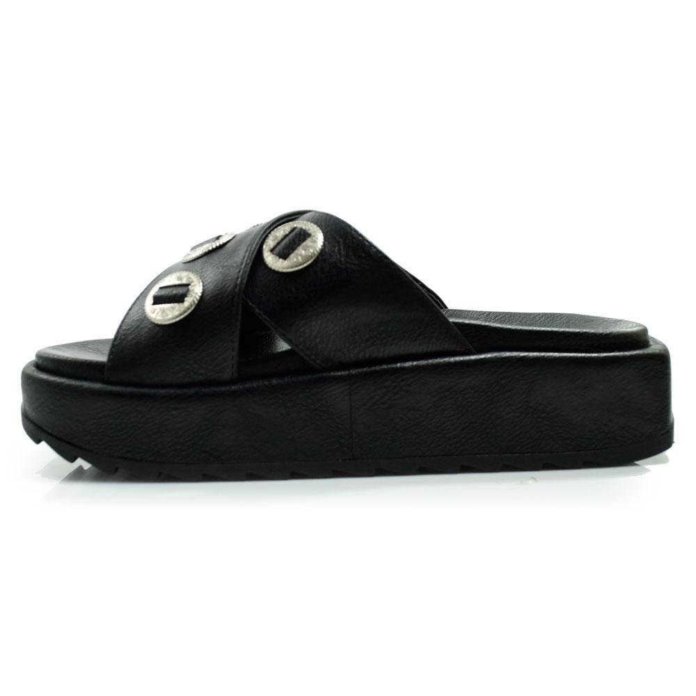 Sandália Flat de Couro Feminina Suzzara 703-634213 Preto 5