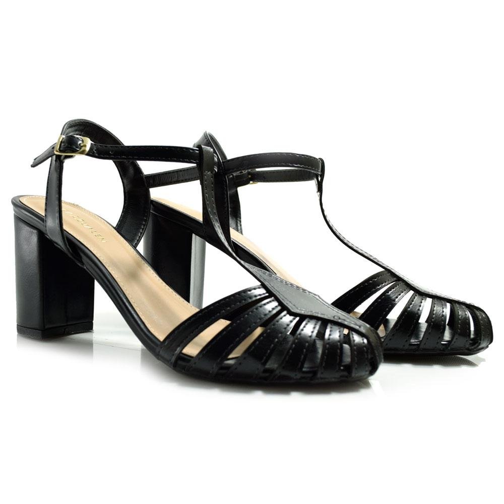 Sandália Fisherman de Salto Bloco Cazzualen 57.617 Preto 2