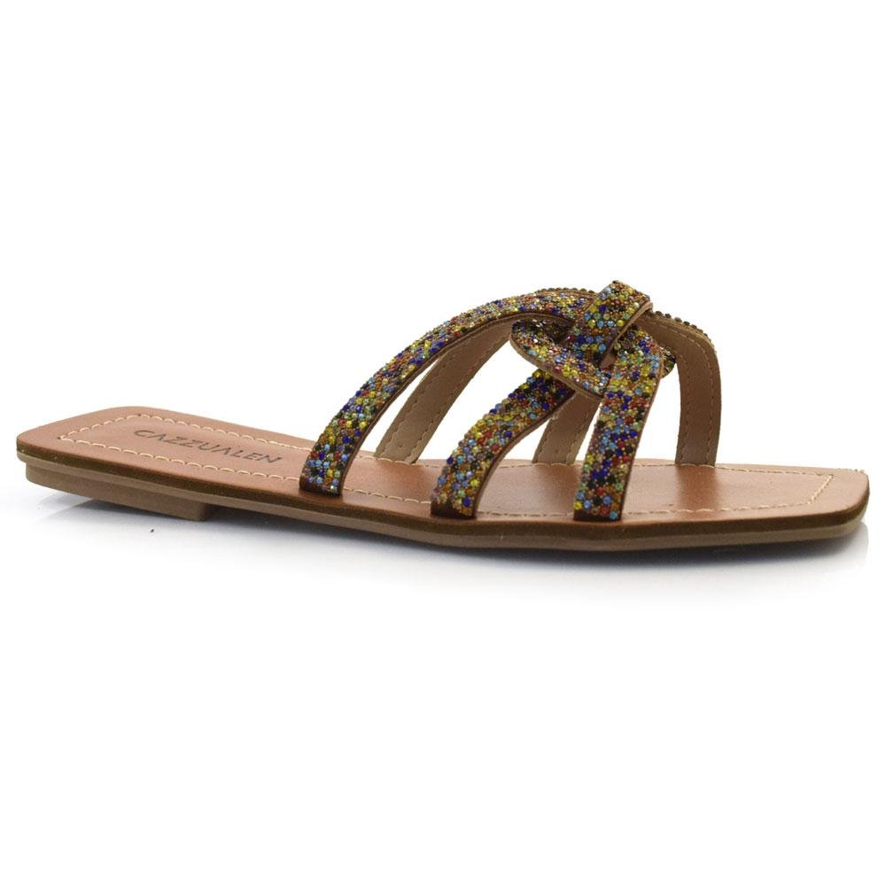 Sandália Rasteira Feminina Cazzualen 8045/9000 Marrom 2