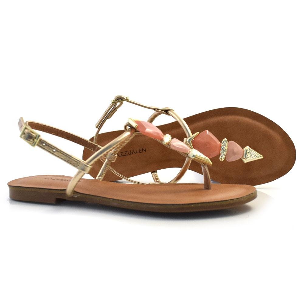 Sandália Rasteira Feminina Cazzualen 322 Dourado 2