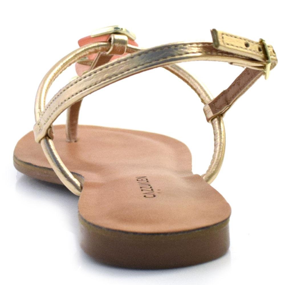 Sandália Rasteira Feminina Cazzualen 322 Dourado 4