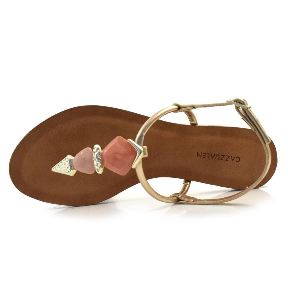 Sandália Rasteira Feminina Cazzualen 322 Dourado 5