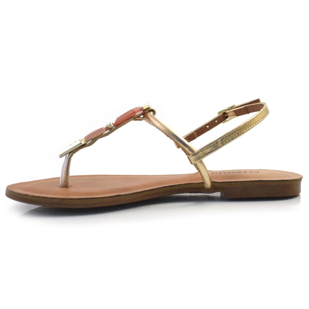 Sandália Rasteira Feminina Cazzualen 322 Dourado 6