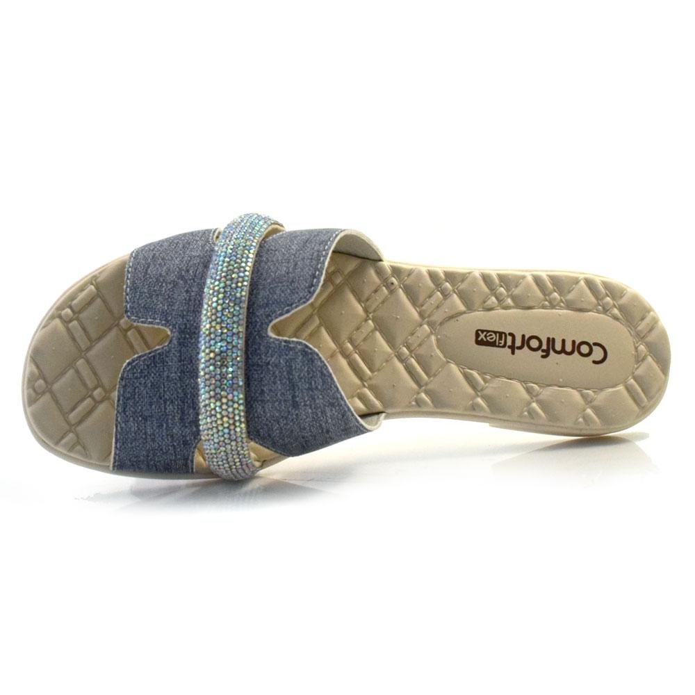 Sandália Rasteira Feminina Comfortflex 24-71402 Azul
