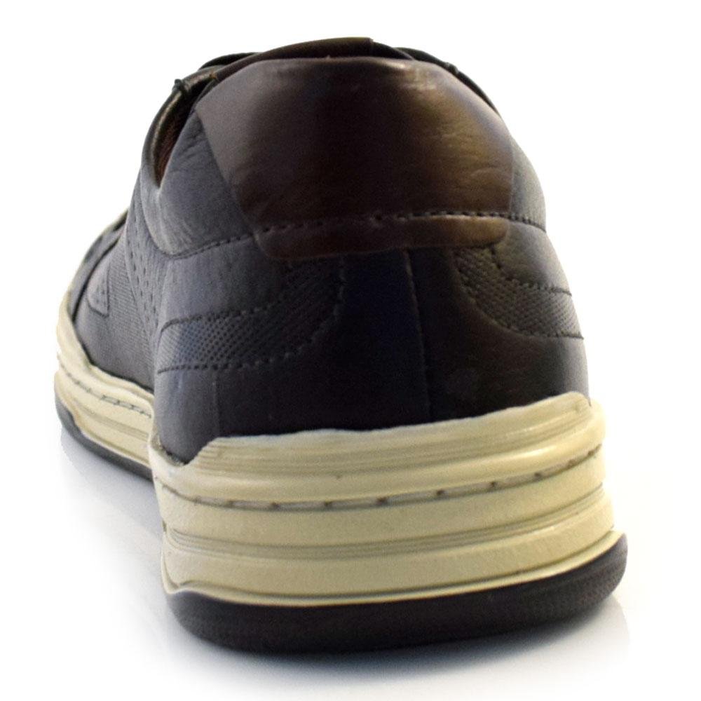 Sapatênis Masculino de Couro Democrata Jay 151401 Preto 4