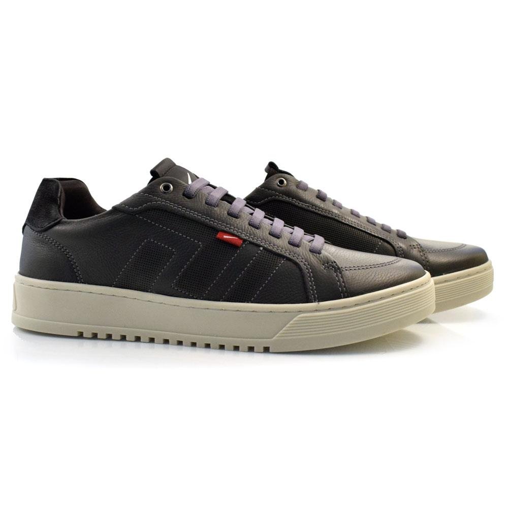 Sapatênis de Couro Masculino Ferracini City 9131 Cinza 2