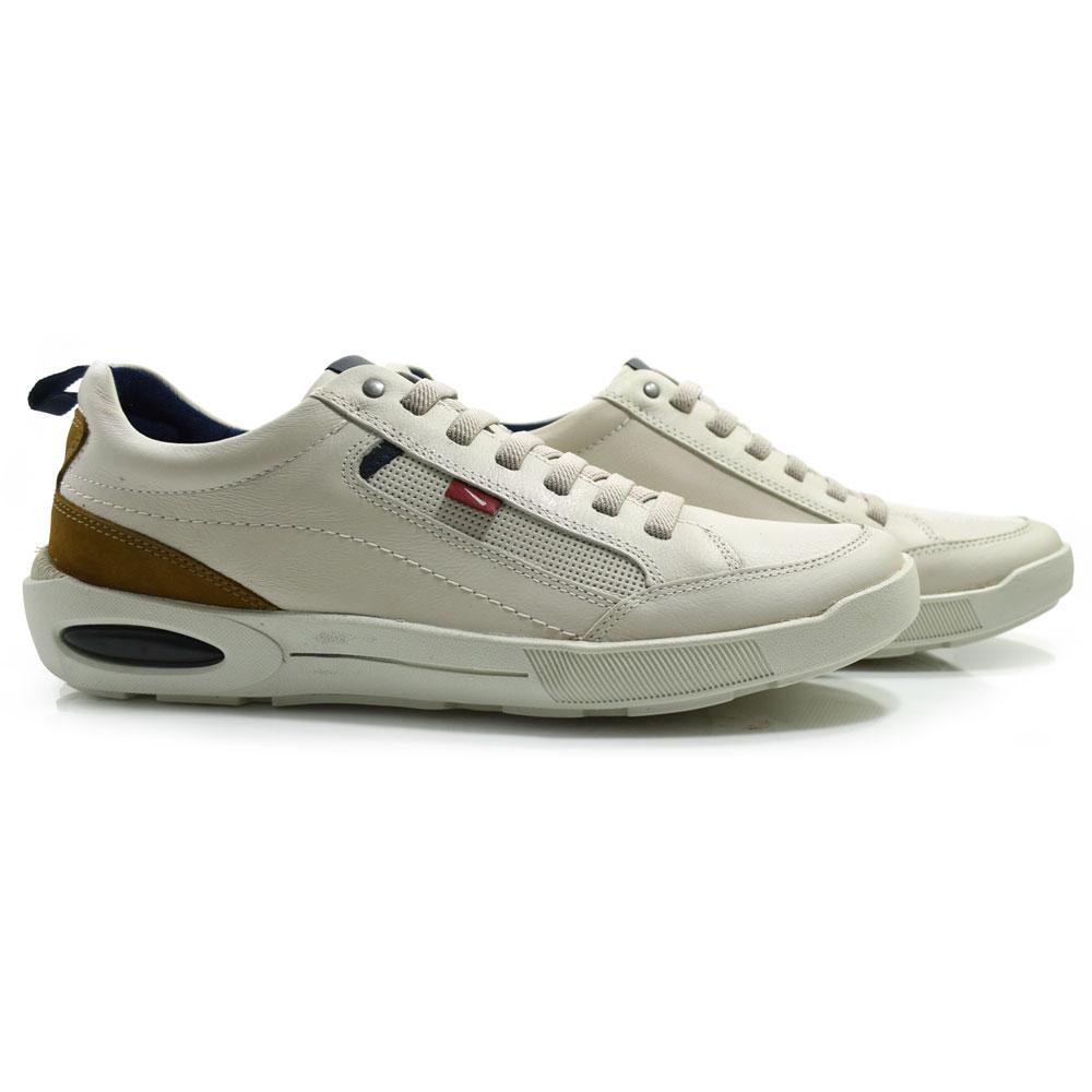 Sapatênis de Couro Masculino Ferracini Pulse 2271 Creme 2